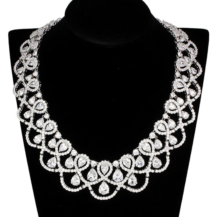 3W931 - Rhodium Brass Jewelry Sets with AAA Grade CZ  in Clear