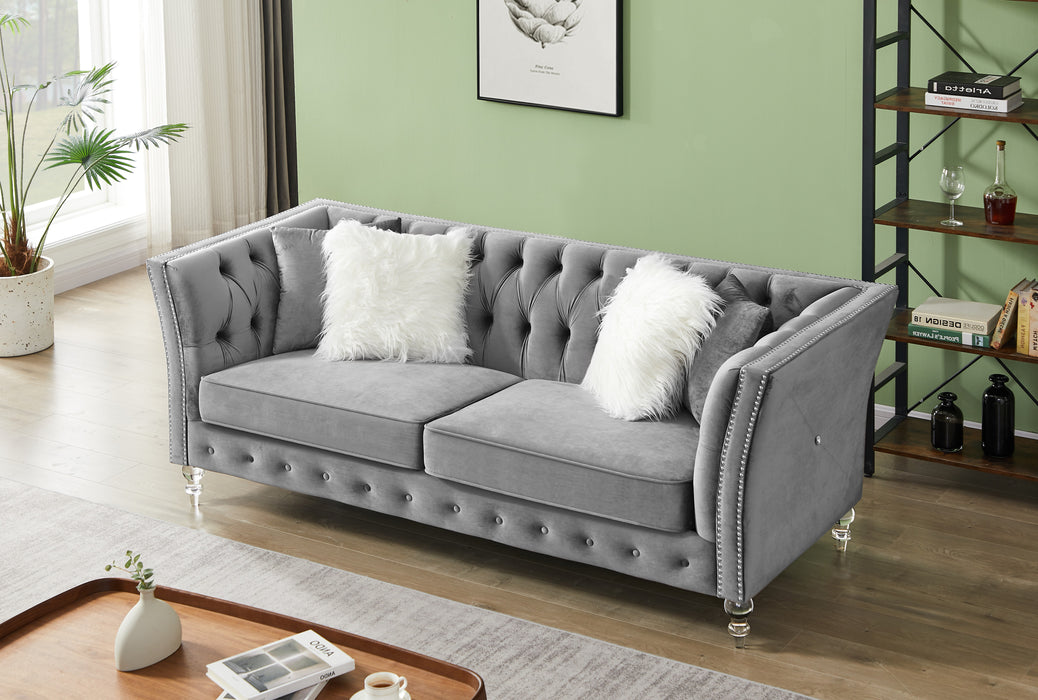 Solid Color Tufted Sofa for Living Room