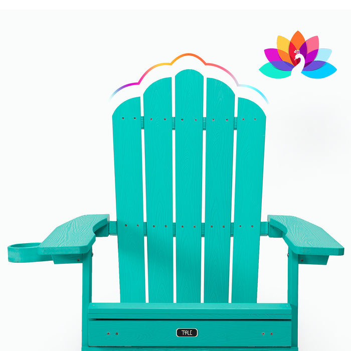 TALE Folding Adirondack Chair with Pullout Ottoman with Cup Holder, Oaversized, Poly Lumbe