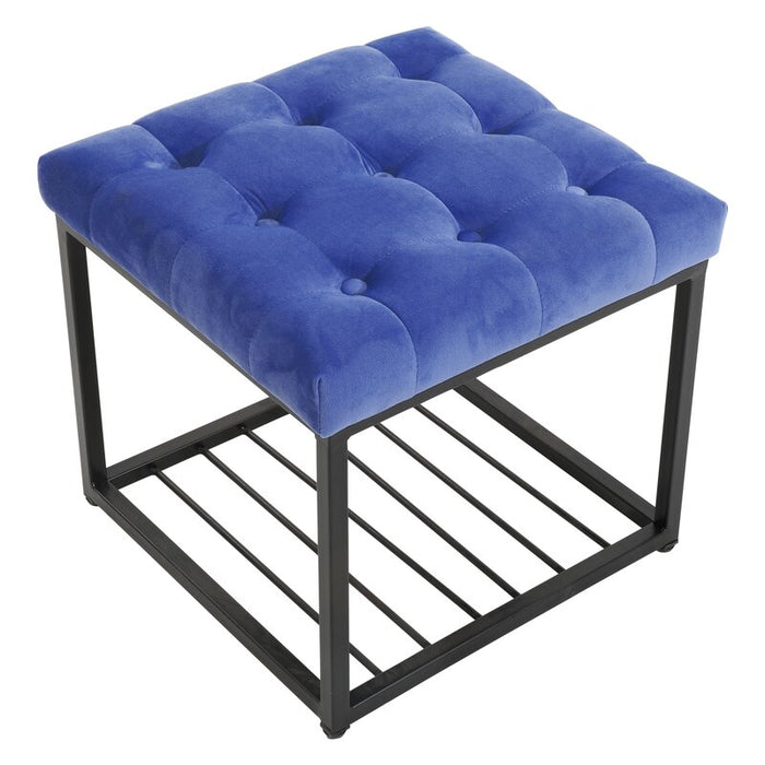 Mydepot Wide Velvet Tufted Square Cocktail Ottoman