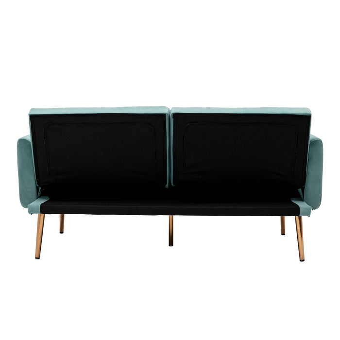 Velvet Sofa , Accent sofa .loveseat sofa with rose gold metal feet