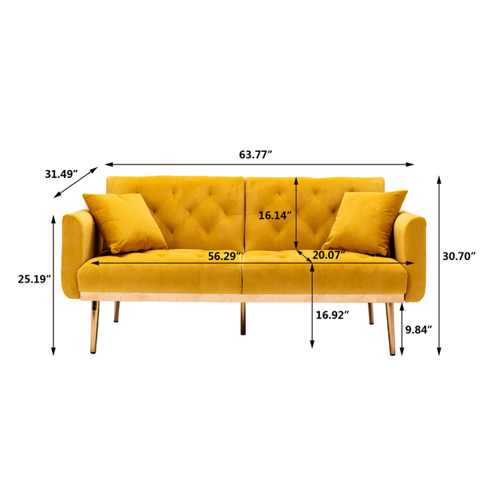 Velvet Sofa , Accent sofa .loveseat sofa with rose gold metal feet