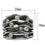 3W221 - Rhodium Brass Ring with AAA Grade CZ  in Clear
