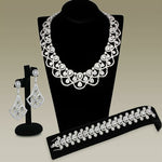 3W931 - Rhodium Brass Jewelry Sets with AAA Grade CZ  in Clear