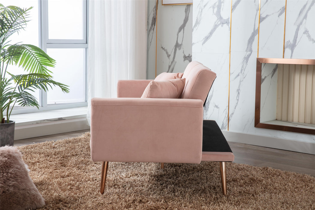 Velvet Sofa , Accent sofa .loveseat sofa with rose gold metal feet