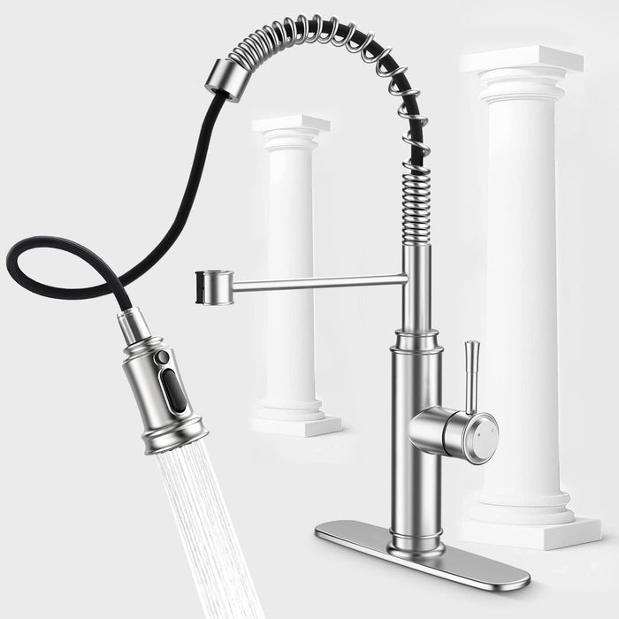 Spring Kitchen Sink Faucet with 3 Modes Pull Down Sprayer