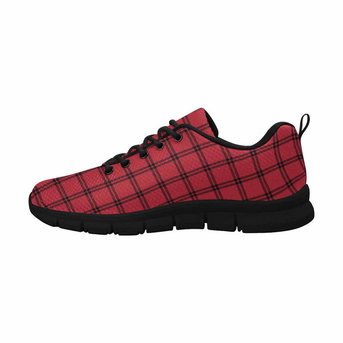 Uniquely You Sneakers for Men,   Buffalo Plaid Red and Black - Running