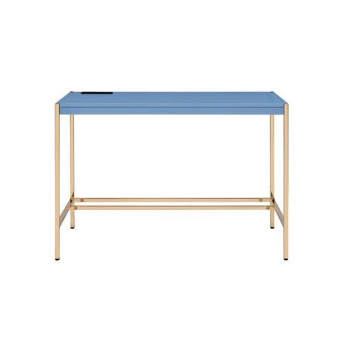 Writing Desk w/USB Port in Navy Blue & Gold Finish