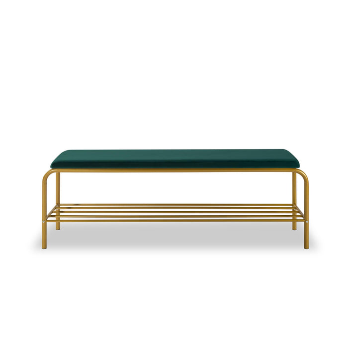 single layer Shoe storage bench Green Velvet