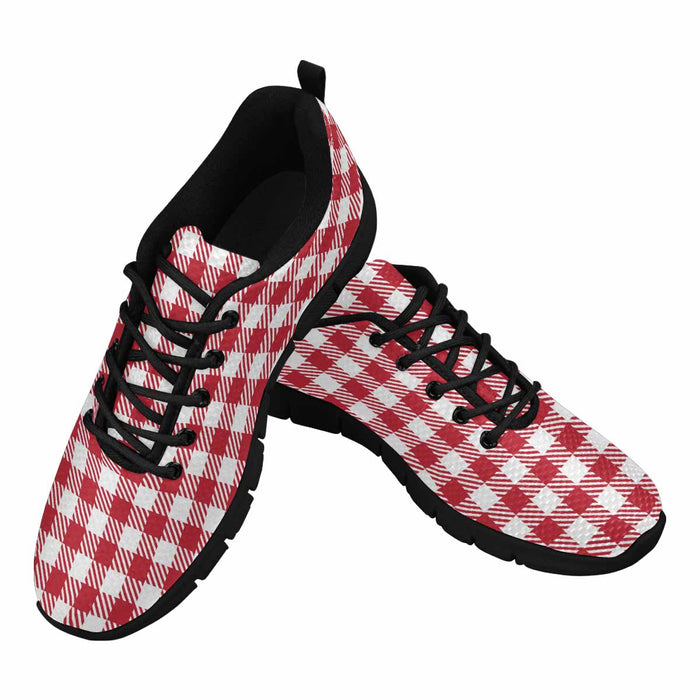 Uniquely You Sneakers for Men,   Buffalo Plaid Red and White - Running