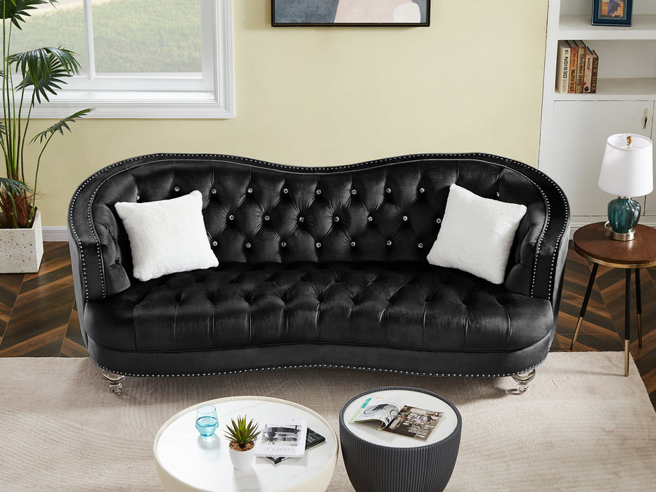 Luxury Crystal Feet Tufted 3P Sofa