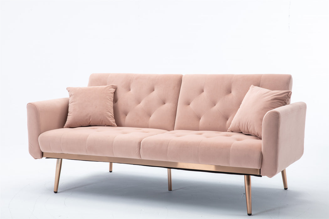 Velvet Sofa , Accent sofa .loveseat sofa with rose gold metal feet