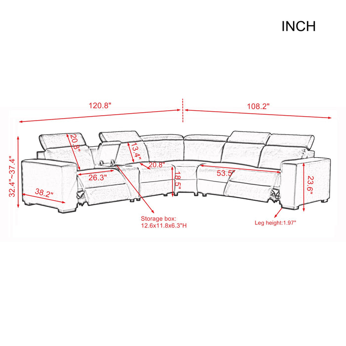 Sectional Electric Recliner Living Room Set.(This product is an oversized item/LTL)