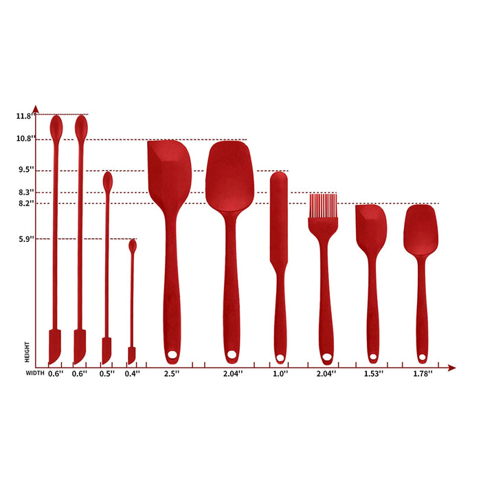 10 PCS Spatula Set High Heat Resistant Kitchen Utensil Set Seamless Design Stainless Steel Core