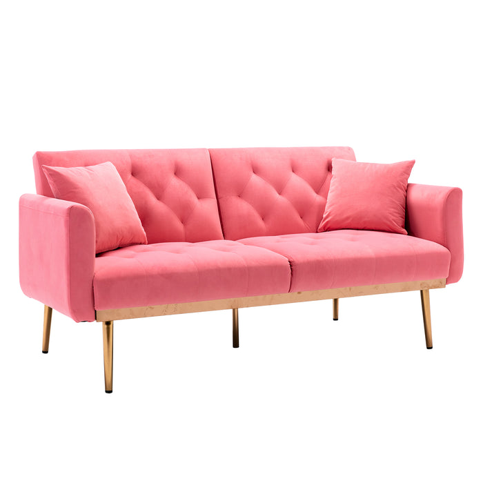 Velvet Sofa , Accent sofa .loveseat sofa with rose gold metal feet