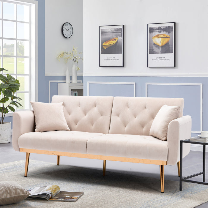 Velvet Sofa , Accent sofa .loveseat sofa with rose gold metal feet