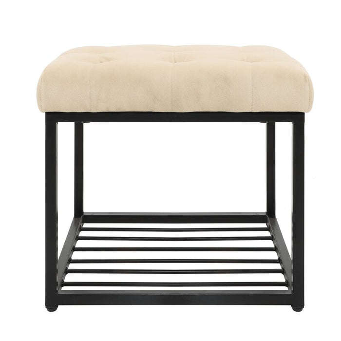 Mydepot Wide Velvet Tufted Square Cocktail Ottoman