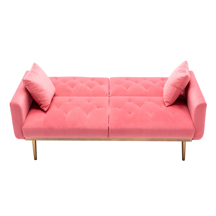 Velvet Sofa , Accent sofa .loveseat sofa with rose gold metal feet