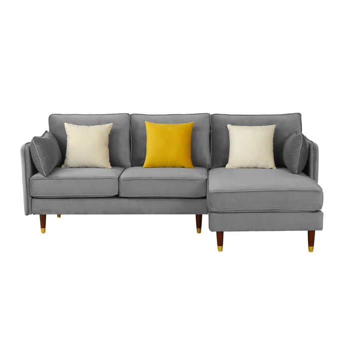 Reversible sectional sofa Light grey Soft Velvet fabric