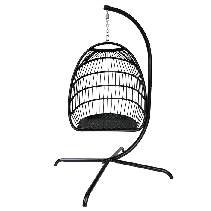 Swing Egg Chair with Stand Indoor Outdoor Rattan Basket Hanging Chair（Banned selling homedpot、lowes）