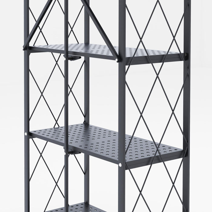 3/4/5-Tier Foldable Shelf, Heavy Duty Metal Rack Storage Shelving Units with Wheels, for Home Office Kitchen Garage,