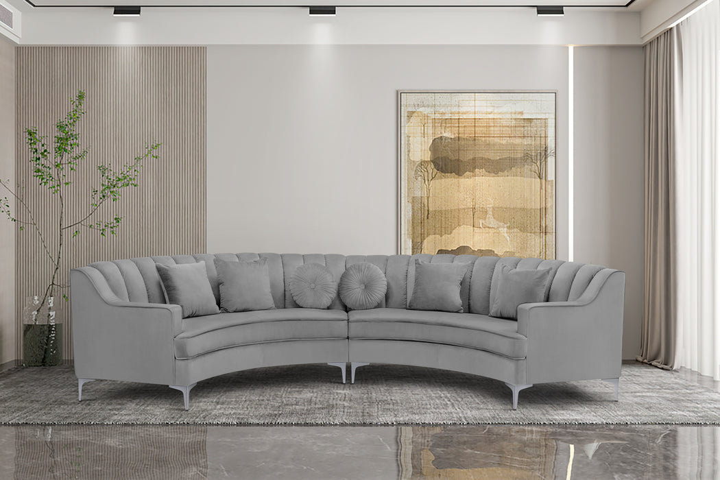 Curved Symmetrical Sectional sofa grey Velvet(This product is an oversized item/LTL)