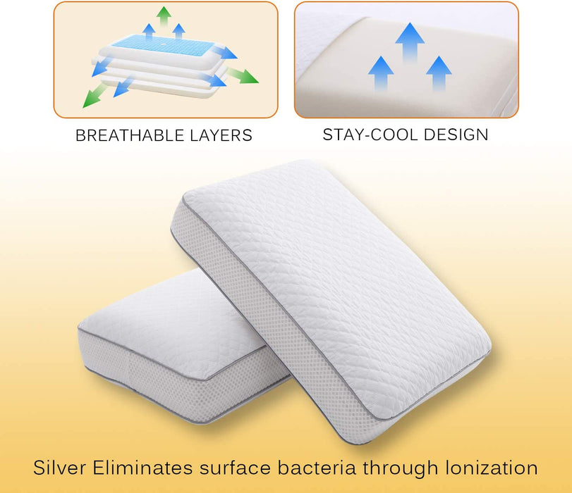 Adjustable Memory Foam Pillows 5-Layer Cores Gel-Infused Surface Cotton Cover Cooling Bed Pillow For