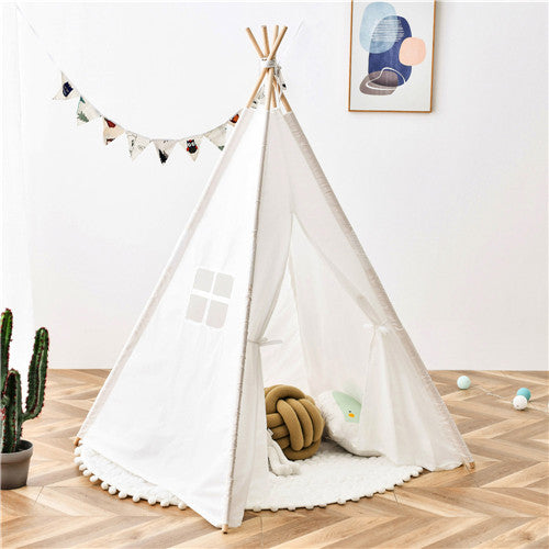 Teepee Tent for Kids - Play Tent for Boy Girl Indoor Outdoor Cotton Canvas Teepee