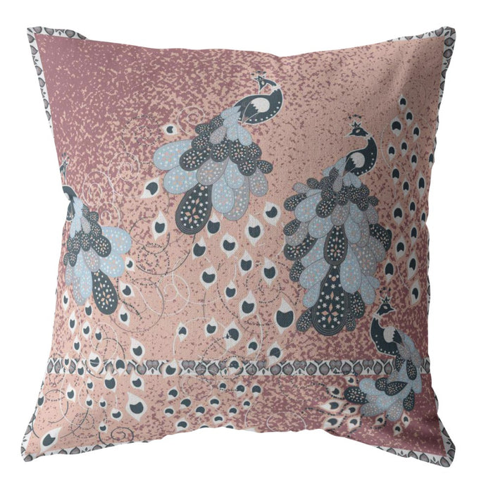 20” Dusty Pink Boho Bird Suede Throw Pillow