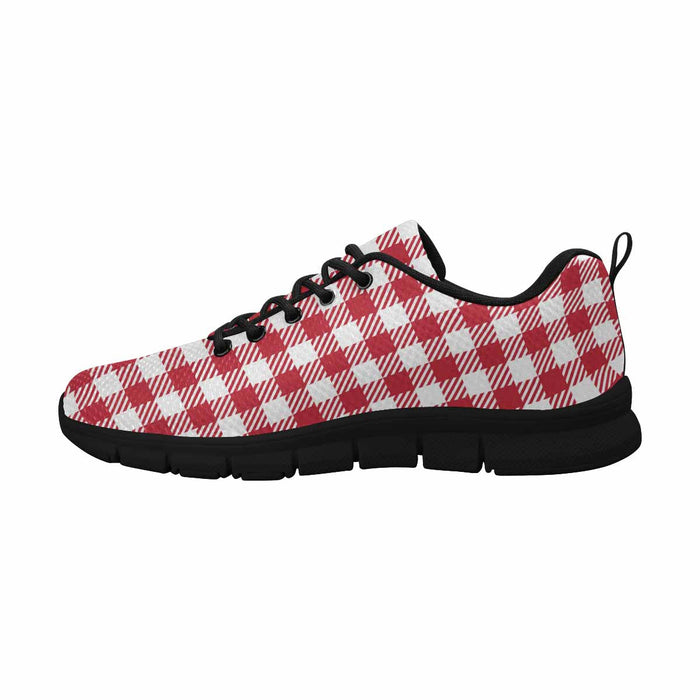 Uniquely You Sneakers for Men,   Buffalo Plaid Red and White - Running