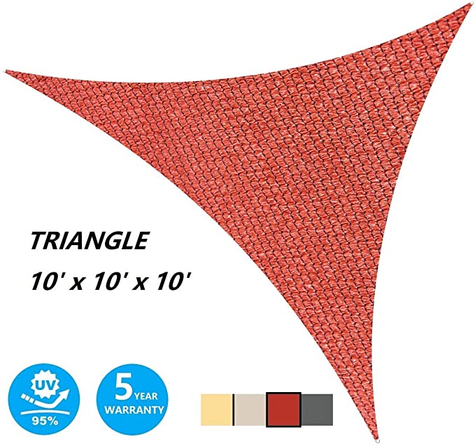 Sun Shade Sail Triangle UV Block Canopy for Patio Backyard Lawn Garden,10' x 10' x 10',Sand