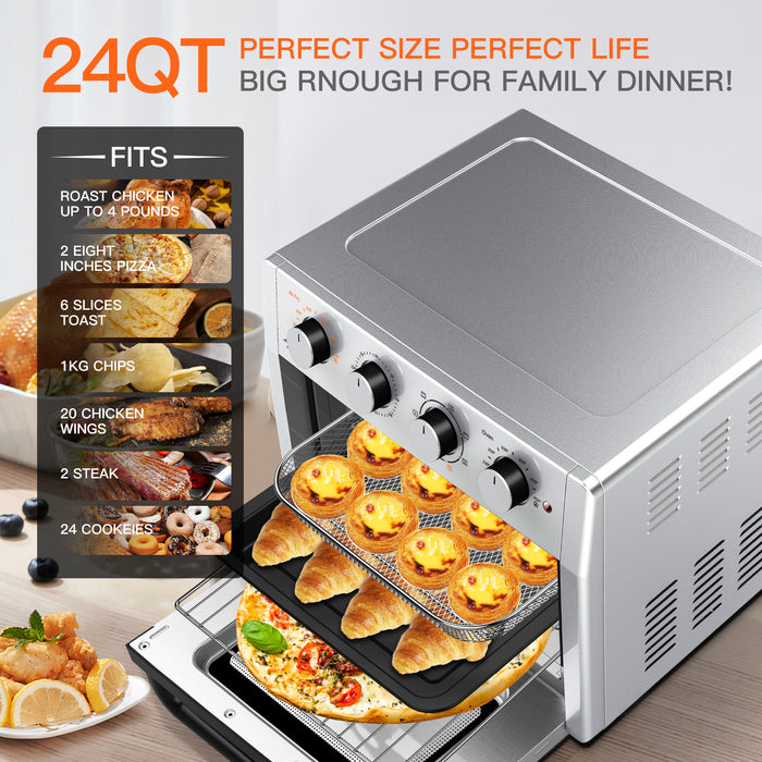 WEESTA Air Fryer Toaster Oven 24 Quart - 7-In-1，with Air Fry, Roast, Toast, Broil & Bake Function