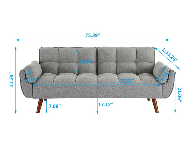 New Design Velvet Sofa Furniture Adjustable Backrest Easily Assembles Loveseat