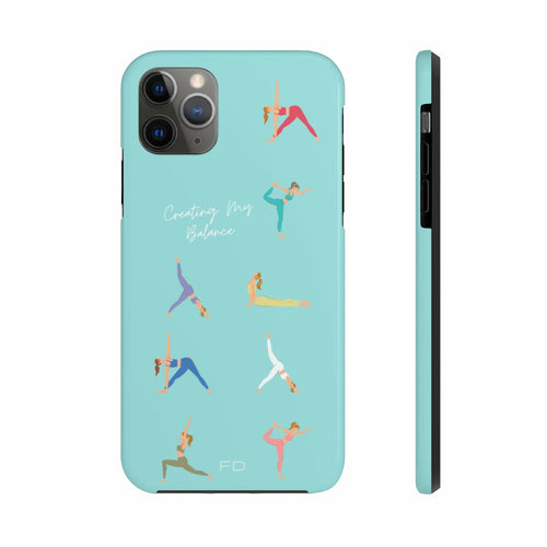 Yoga Poses Blue Tough Case for iPhone with Wireless Charging