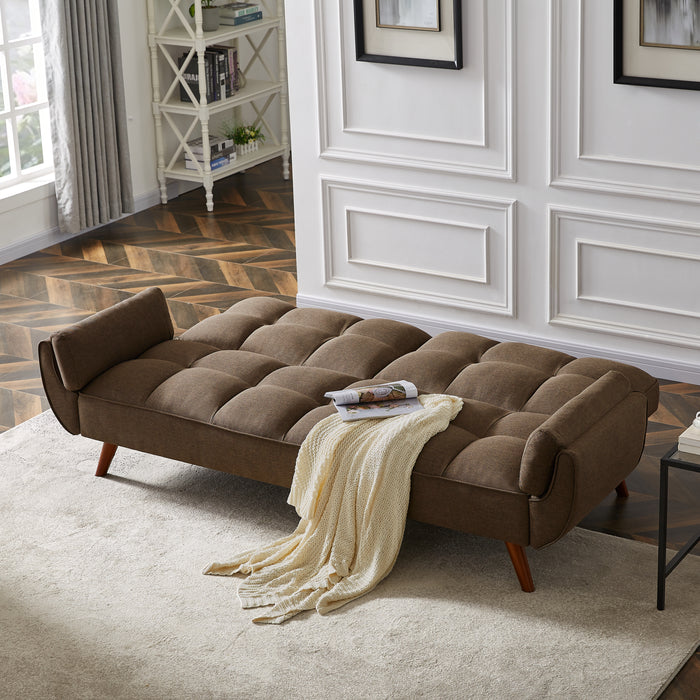 Easy Assembly Loveseat Linen Sleeper Sofa Gray Brown