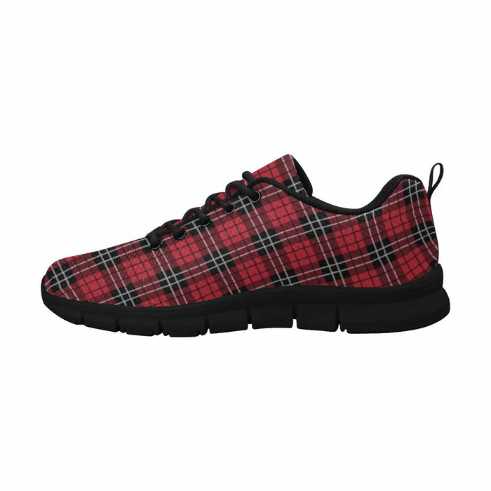 Uniquely You Sneakers for Men,   Buffalo Plaid Red and Black - Running