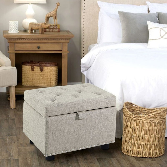 Mydepot 25'' Wide Tufted Rectangle Storage Ottoman with Storage