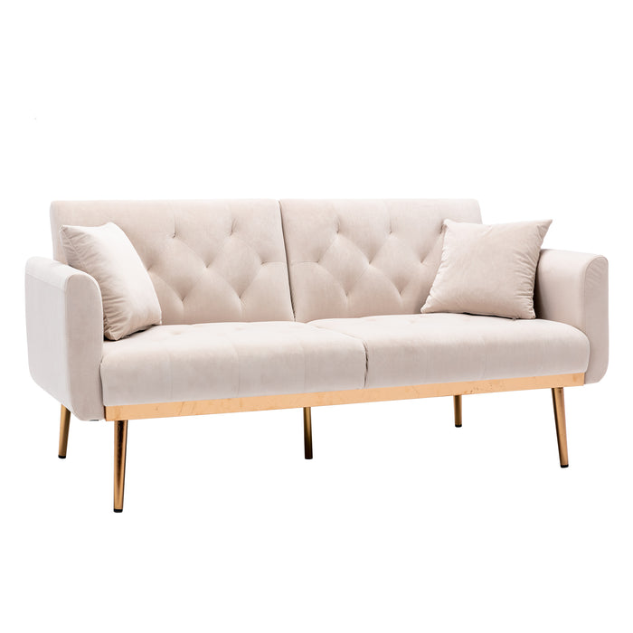 Velvet Sofa , Accent sofa .loveseat sofa with rose gold metal feet