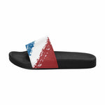 Uniquely You. Mens Slide Sandals / Red White Blue Print