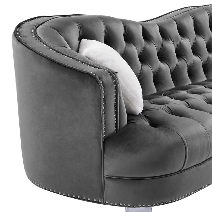 Luxury Crystal Feet Tufted 3P Sofa