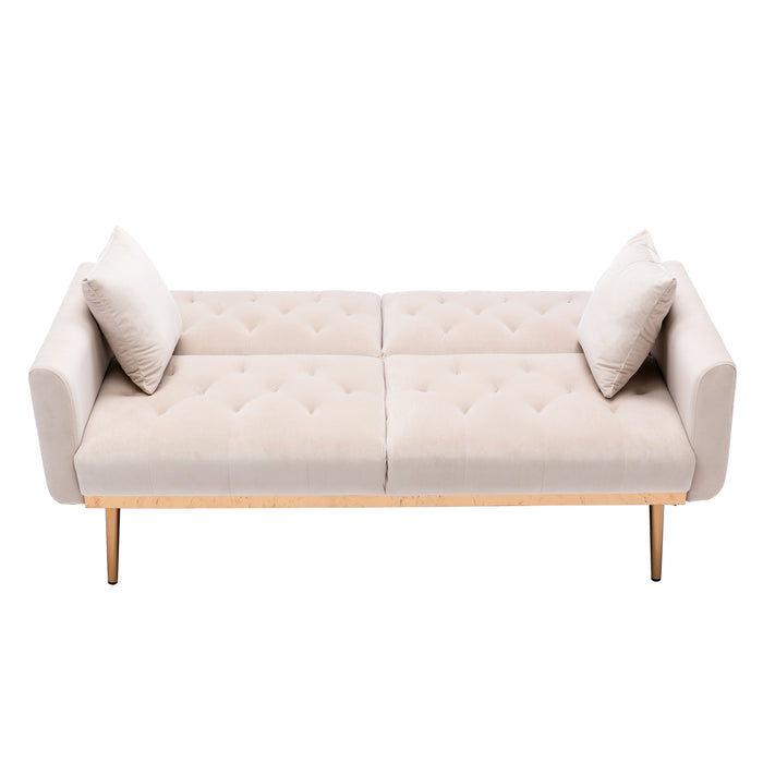 Velvet Sofa , Accent sofa .loveseat sofa with rose gold metal feet