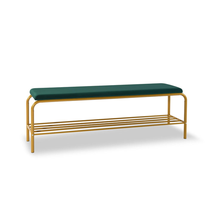 single layer Shoe storage bench Green Velvet