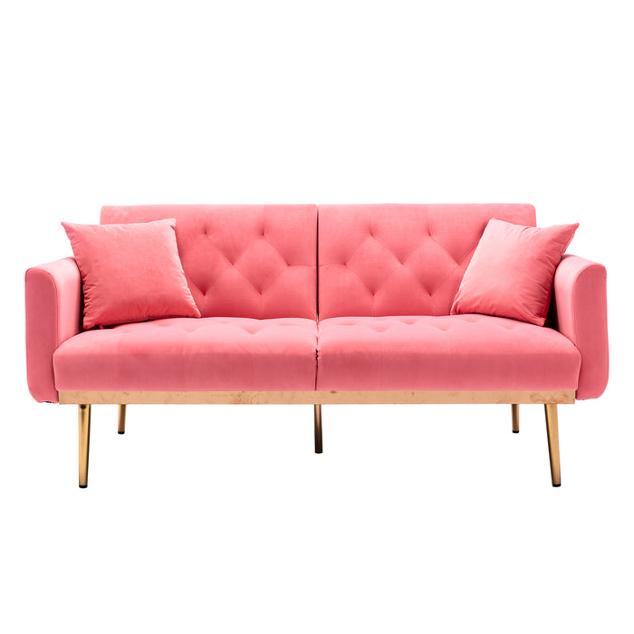 Velvet Sofa , Accent sofa .loveseat sofa with rose gold metal feet