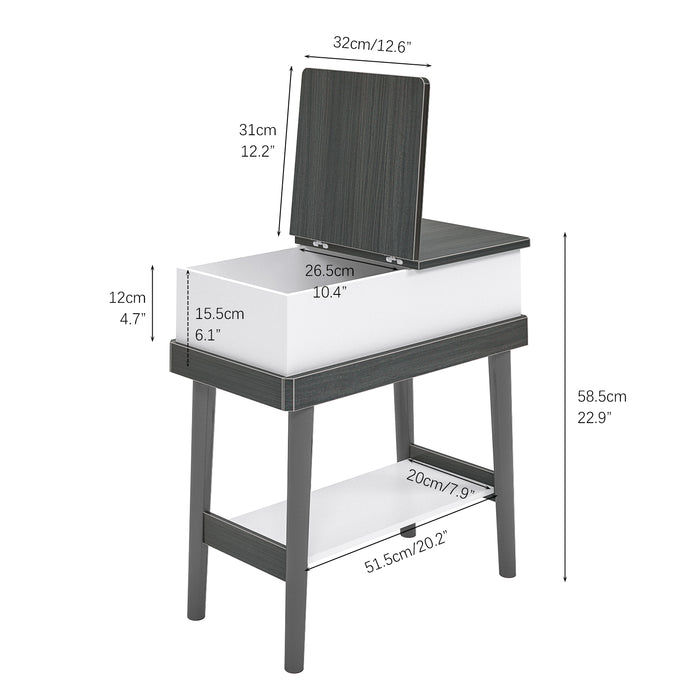 End Table,  Beside Table with 180° Flip Top Plate and Open Shelf, Sofa Table for Living Room, Bedroom