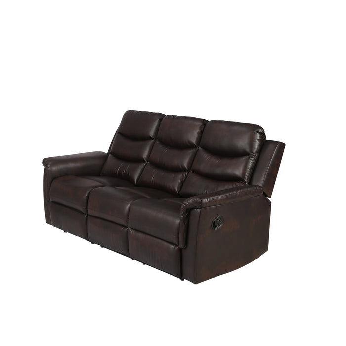 2 Piece Manual Recliner Living Room Set Grey BROWN PU(（This product is an oversized item / LTL )