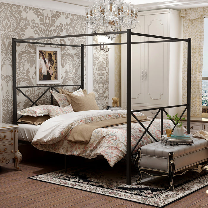 Metal Canopy Bed Frame Platform Bed Frame Queen