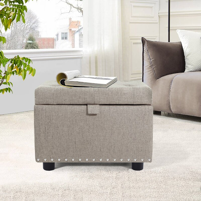 Mydepot 25'' Wide Tufted Rectangle Storage Ottoman with Storage