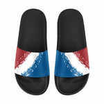 Uniquely You. Mens Slide Sandals / Red White Blue Print