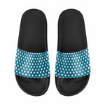 Uniquely You Mens Slide Sandals / Aqua Blue and White Stars