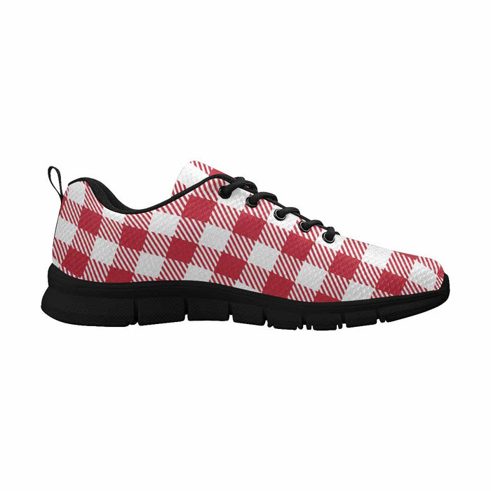 Uniquely You Sneakers for Men, Buffalo Plaid Red and White Running